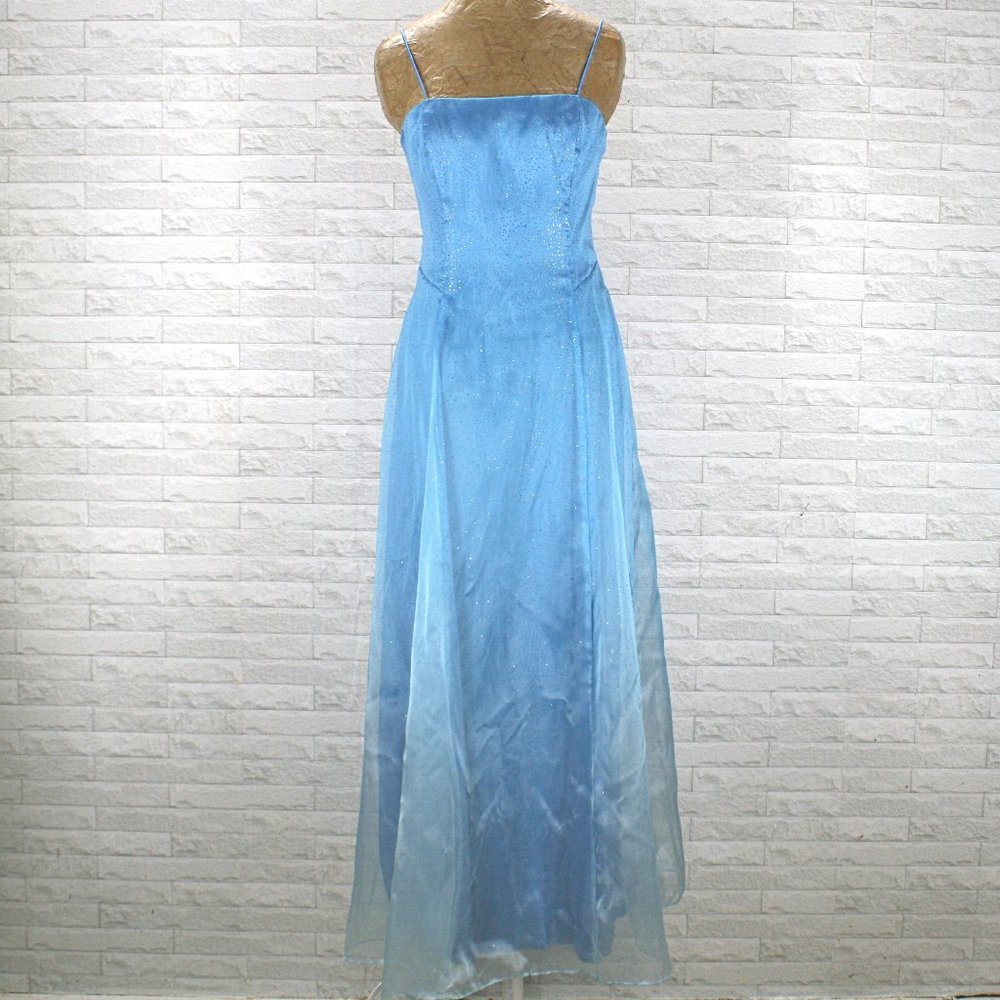 ZUM ZUM Dress Prom Sparkle Organza Homecoming Long Gown Light Blue Juniors 7 - Picture 1 of 16
